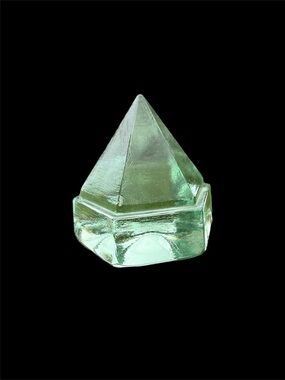 Vintage Green Glass Ship Deck Prism Paperweight Nautical Hexagonal Pyramid 5”